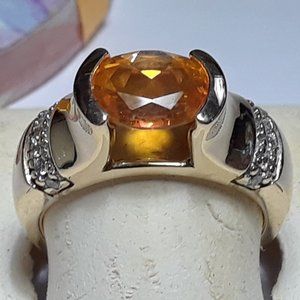 Estate 1.68ctw Sunrise Mystic Topaz & Diamond 14Kt YG 7.8g Tension S-7 Ring19390